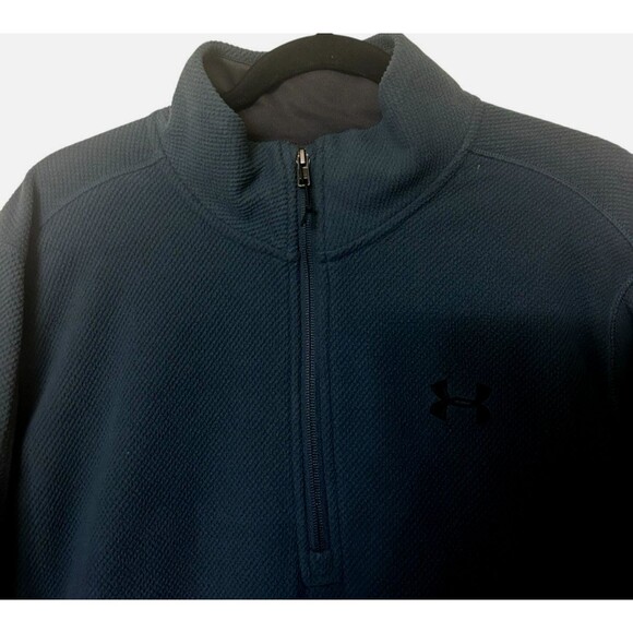 Under Armour Loose Cold Gear Mens XL  Gray Pullover 1/4 Zip Fleece Jacket - Picture 3 of 7